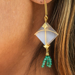 PATANG Moonstone With Green Onyx Tassel