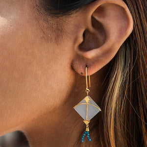 PATANG Moonstone With Blue Topaz Tassel