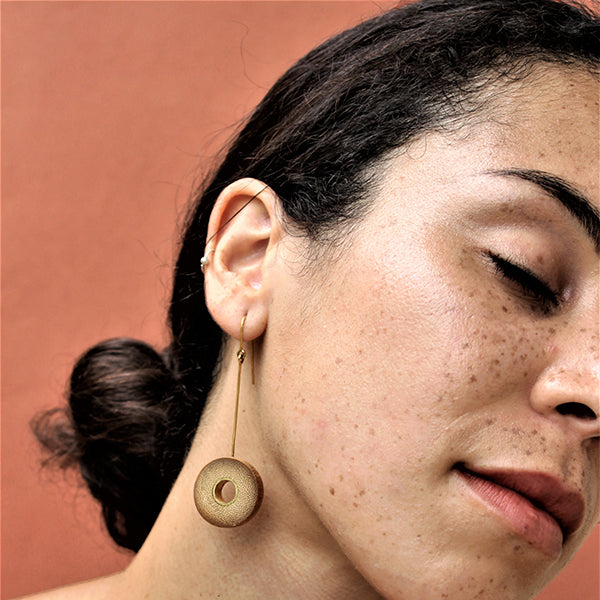 MUSKAAN Gold Drop Disc Earrings