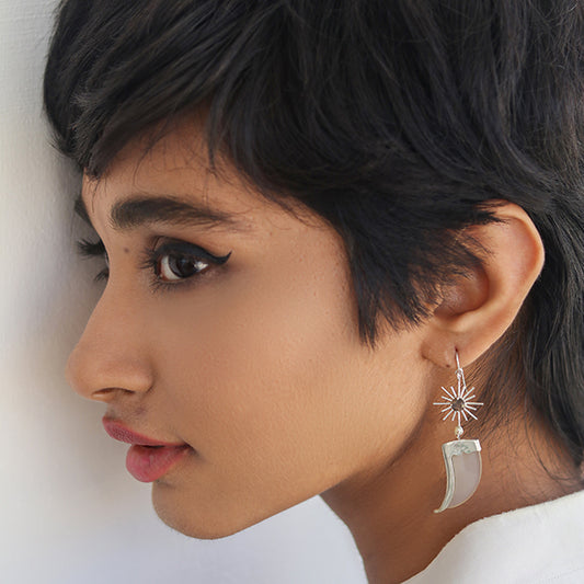 AVANI Silver Faux Tiger Claw Sunburst Earrings