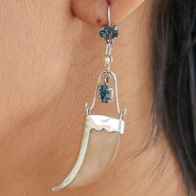 Load image into Gallery viewer, AVANI Silver Faux Tiger Claw Blue Imperial Earrings

