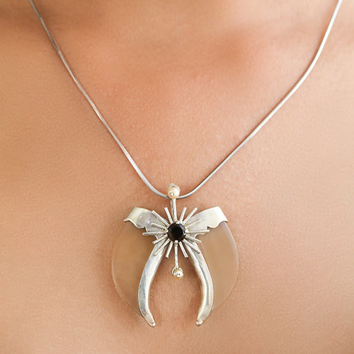 AVANI Silver Faux Tiger Claw Sunburst Pendant