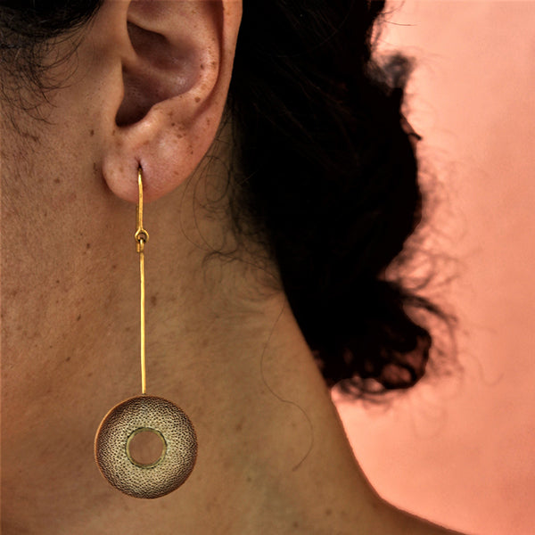 MUSKAAN Gold Drop Disc Earrings